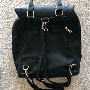 Madison West Black Leather backpack.